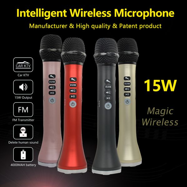 

l-698 professional 15w portable speakers usb wireless bt karaoke microphone speaker with dynamic microphones