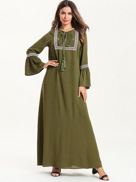 2019 women muslim abaya dress o neck flare sleeve plus size army green ramadan dress caftan marocain islamic clothing, Red
2019 women muslim abaya dress o neck flare sleeve plus size army green ramadan dress caftan marocain islamic clothing, Red