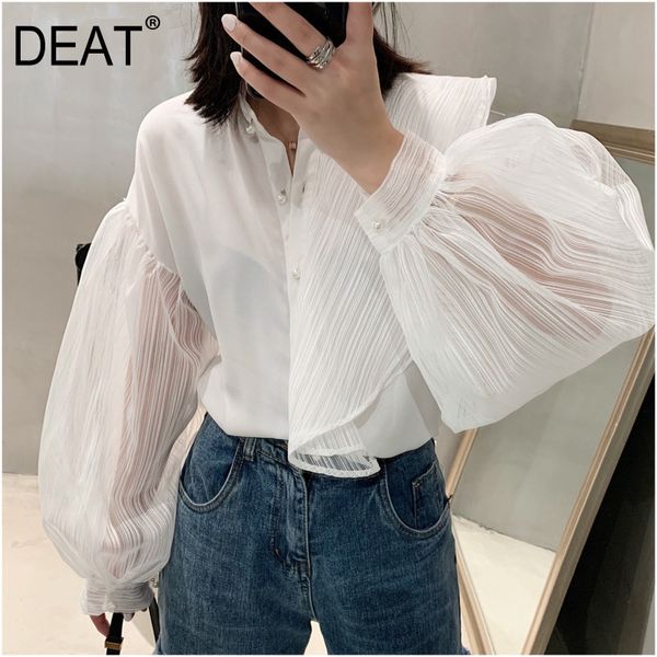 deat 2019 new fashion women clothes turn-down collar puff sleeves pearl buttons shirt summer shirt we38000l, White
deat 2019 new fashion women clothes turn-down collar puff sleeves pearl buttons shirt summer shirt we38000l, White