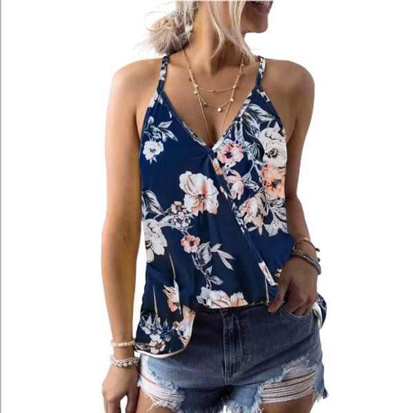 Womens Sexy Tops Tropical Plant Print Vest T-shirt Female Summer 2019 New V-neck Sling Slim Shirt with 5 Colors
Womens Sexy Tops Tropical Plant Print Vest T-shirt Female Summer 2019 New V-neck Sling Slim Shirt with 5 Colors