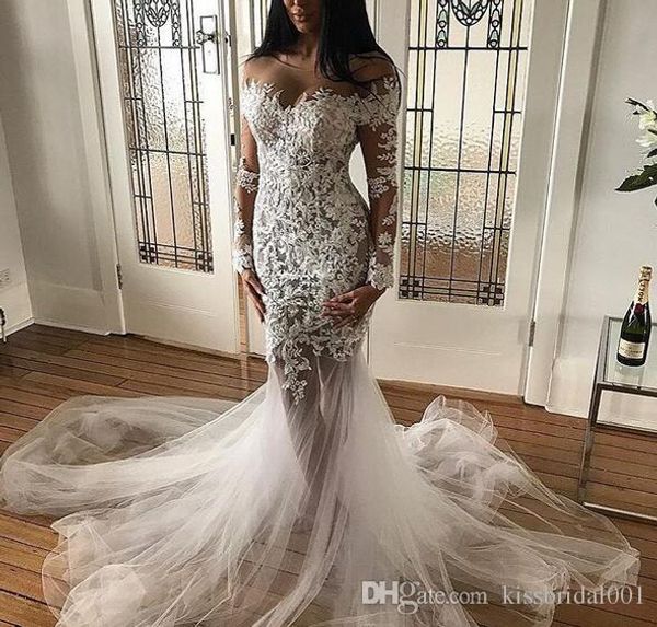 dubai arabic gorgeous african lace mermaid wedding dresses sheer neck long sleeves illusion jewel neck wedding dress bridal gowns, White
dubai arabic gorgeous african lace mermaid wedding dresses sheer neck long sleeves illusion jewel neck wedding dress bridal gowns, White