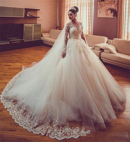 beaded lace long sleeves v neck wedding dresses 2019 luxury applique beads elegant bridal gowns with court train, White
beaded lace long sleeves v neck wedding dresses 2019 luxury applique beads elegant bridal gowns with court train, White