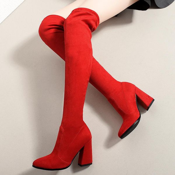 sarairis over the knee high boots fashion women shoes high heels stretch fabric sock boots woman shoes plus size 43, Black
sarairis over the knee high boots fashion women shoes high heels stretch fabric sock boots woman shoes plus size 43, Black