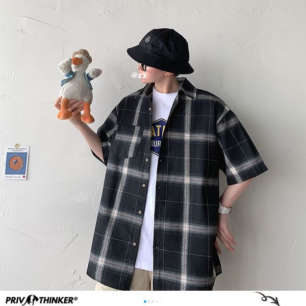man korean summer plaid shirt men's office casual large size collage shirts male couple short sleeve clothes shirt, White;black
man korean summer plaid shirt men's office casual large size collage shirts male couple short sleeve clothes shirt, White;black