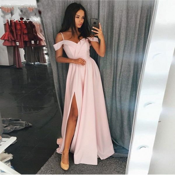 a line long prom dresses spaghetti straps side slit vestido de festa spaghetti straps split front pink evening dress formal prom dress, Black
a line long prom dresses spaghetti straps side slit vestido de festa spaghetti straps split front pink evening dress formal prom dress, Black