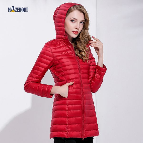 mazerout winter woman padded hooded long jacket white duck down female coat ultra light slim solid jackets coat portable parkas, Black
mazerout winter woman padded hooded long jacket white duck down female coat ultra light slim solid jackets coat portable parkas, Black