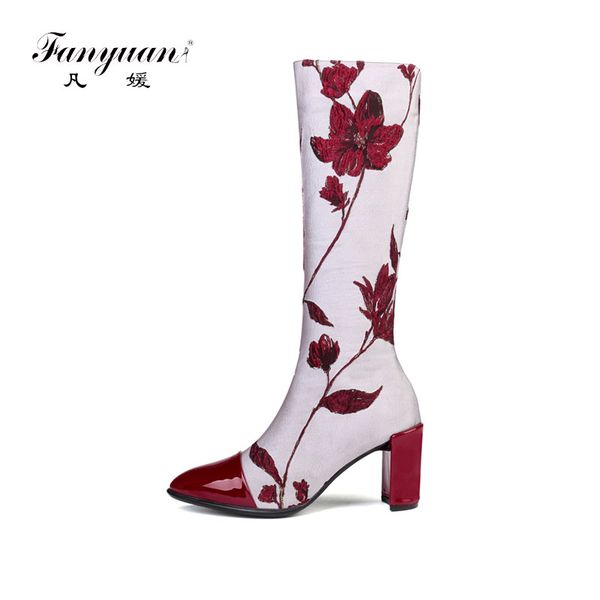 fanyuan winter plant flower pattern fashion boots women shoes national style high heel zipper boots pointed toe knee-high, Black
fanyuan winter plant flower pattern fashion boots women shoes national style high heel zipper boots pointed toe knee-high, Black