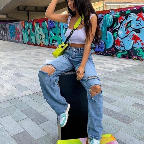 fashion street casual jeans women vintage distressed bleach wash hole high wasit lady loose straight jeans 2020 new, Blue
fashion street casual jeans women vintage distressed bleach wash hole high wasit lady loose straight jeans 2020 new, Blue