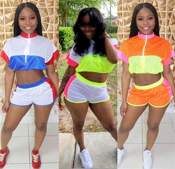 summer women shorts tracksuit short sleeve t-shirt + shorts 2 piece set patchwork zipper t shirt outfits sports suit clothes wear s-3xl, White
summer women shorts tracksuit short sleeve t-shirt + shorts 2 piece set patchwork zipper t shirt outfits sports suit clothes wear s-3xl, White