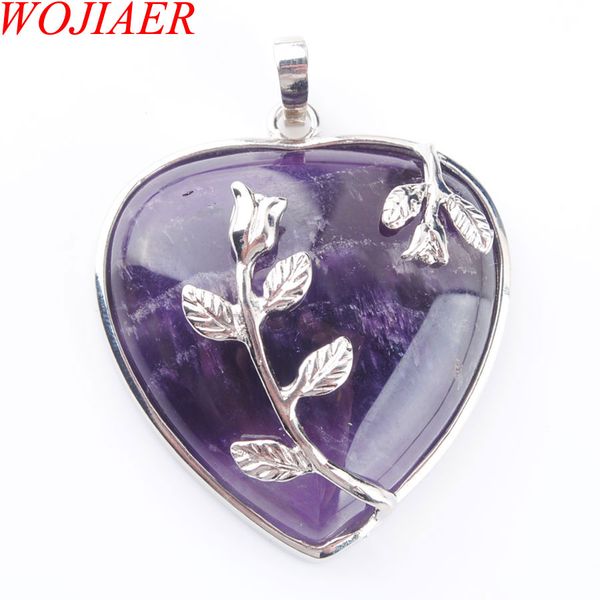wojiaer love heart gem stone necklaces pendant natural amethyst stone charms bohemian style women jewellery n3181, Silver
wojiaer love heart gem stone necklaces pendant natural amethyst stone charms bohemian style women jewellery n3181, Silver