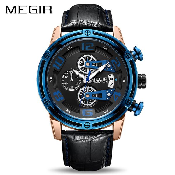 megir chronograph sport watch men leather strap creative quartz watches clock men wristwatch reloj hombre montre homme, Slivery;brown
megir chronograph sport watch men leather strap creative quartz watches clock men wristwatch reloj hombre montre homme, Slivery;brown
