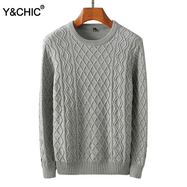 y&chic standard-fit men's long sleeve cable-knit crewneck pullover sweater in pure cotton solid casual top, White;black
y&chic standard-fit men's long sleeve cable-knit crewneck pullover sweater in pure cotton solid casual top, White;black