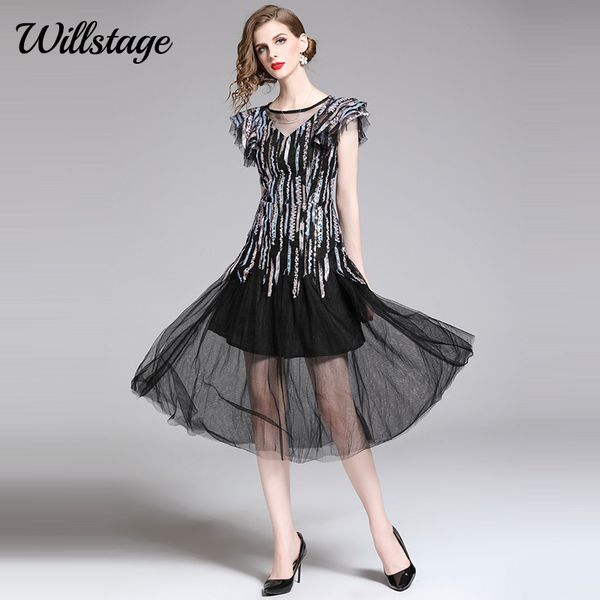 willstage little black dress lace mesh patchwork sequins ruffles party elegant dresses women round collar 2019 summer ball, Black;gray
willstage little black dress lace mesh patchwork sequins ruffles party elegant dresses women round collar 2019 summer ball, Black;gray