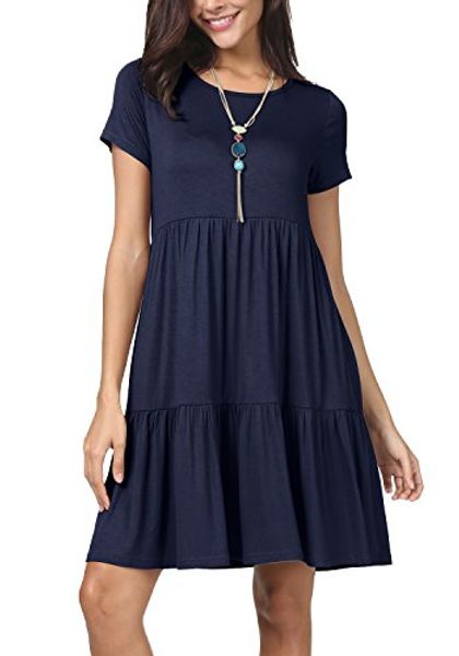 levaca women summer short sleeve ruffle loose swing casual t shirt dress, Black;gray
levaca women summer short sleeve ruffle loose swing casual t shirt dress, Black;gray