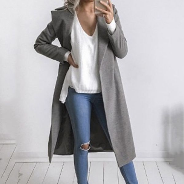 women woollen blends overcoats new long sleeve oversize turn-down collar outwear jacket elegant loose overcoat, Black
women woollen blends overcoats new long sleeve oversize turn-down collar outwear jacket elegant loose overcoat, Black