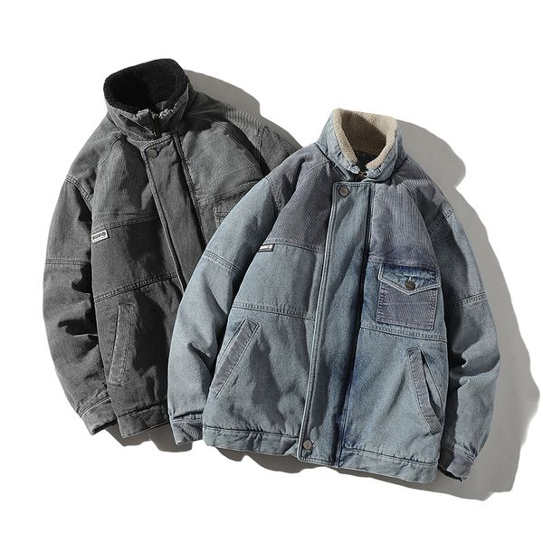 winter new japanese pocket decoration denim thickening wild collar jacket jacket coat male, Black
winter new japanese pocket decoration denim thickening wild collar jacket jacket coat male, Black
