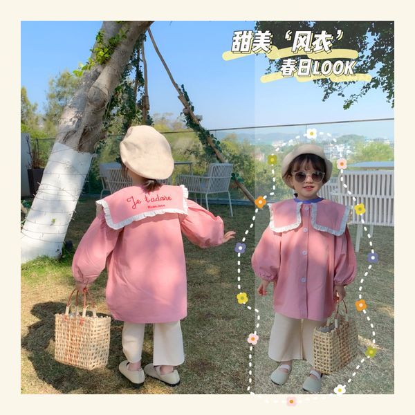 children letter pink big lotus leaf collar coat new spring 2020 baby girls trench, Blue;gray
children letter pink big lotus leaf collar coat new spring 2020 baby girls trench, Blue;gray
