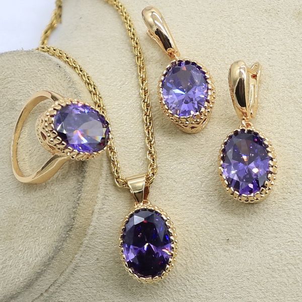 natural purple cubic zirconia wedding jewelry sets gold color necklace earrings ring pendant with birthday gift, Slivery;golden
natural purple cubic zirconia wedding jewelry sets gold color necklace earrings ring pendant with birthday gift, Slivery;golden