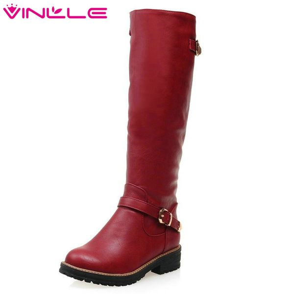vinlle 2018 women boots winter shoes round toe fashion knee-high boots pu leather all-match med-heel black grey red ladies shoes
vinlle 2018 women boots winter shoes round toe fashion knee-high boots pu leather all-match med-heel black grey red ladies shoes