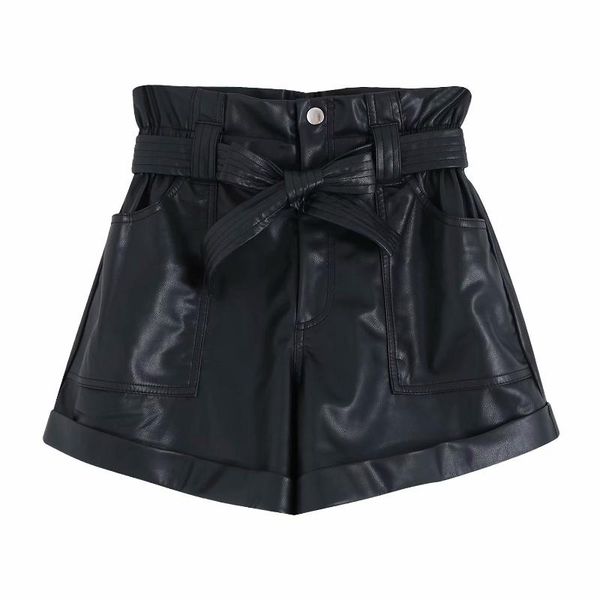 women's shorts women pu leather black zipper elastic waist pockets female casual bow tie sashes pantalones cortos, White;black
women's shorts women pu leather black zipper elastic waist pockets female casual bow tie sashes pantalones cortos, White;black