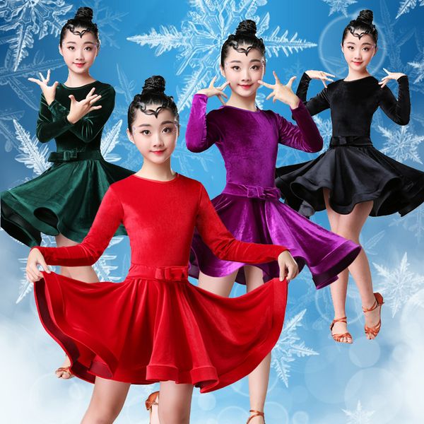 2019 latin dance dress children's new long sleeve velvet professional salsa samba rumba dresses for girls dancing clothing, Black;red
2019 latin dance dress children's new long sleeve velvet professional salsa samba rumba dresses for girls dancing clothing, Black;red