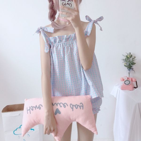 2019 summer new kawaii women two-piece suit harajuku sweet belt strap shorts home female pajamas set, Black;red
2019 summer new kawaii women two-piece suit harajuku sweet belt strap shorts home female pajamas set, Black;red