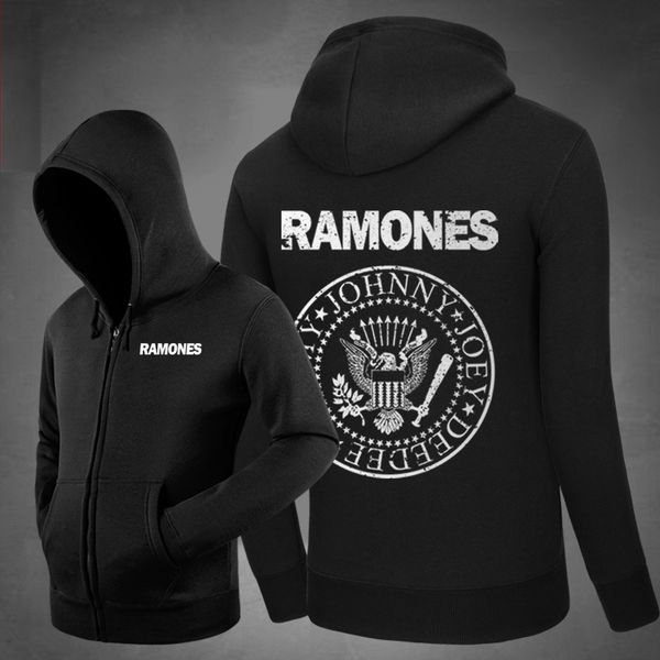 new ramones logo music hoodies side pockets hoody sweatshirts outerwear cotton zipper coat, Black
new ramones logo music hoodies side pockets hoody sweatshirts outerwear cotton zipper coat, Black
