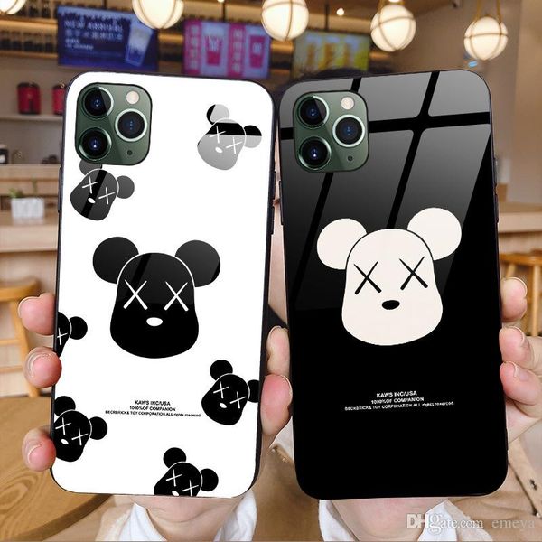 luxury designer for iphone 11 pro max xs max xr 8 7 plus letter case hardness glass glossy phone brand back cover