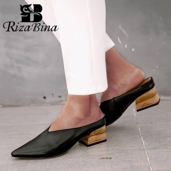 rizabina new pumps women genuine leather pointed toe thick heel slip on concise shoes casual shoes elegant footwear size 33-40, Black
rizabina new pumps women genuine leather pointed toe thick heel slip on concise shoes casual shoes elegant footwear size 33-40, Black