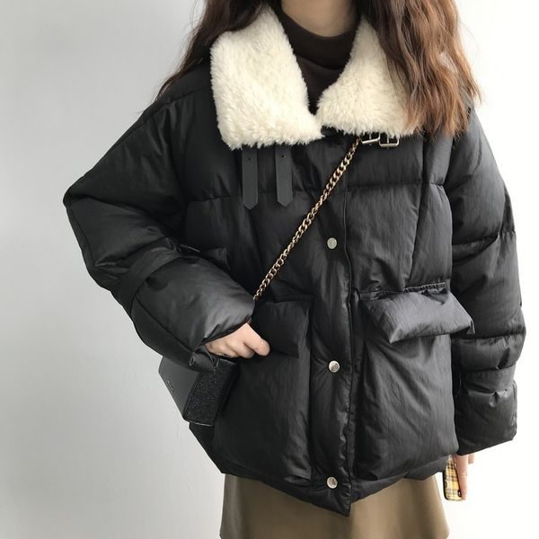 повседневная куртка женская 2019 зима нового толстый твердого цвета свободного плюшевый отворот хлопок куртка студентки, Black
повседневная куртка женская 2019 зима нового толстый твердого цвета свободного плюшевый отворот хлопок куртка студентки, Black