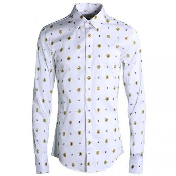 men's casual shirts luxury men shirt polka dot pattern printed mens dress fashion bee print slim fit clothes 2021, White;black
men's casual shirts luxury men shirt polka dot pattern printed mens dress fashion bee print slim fit clothes 2021, White;black