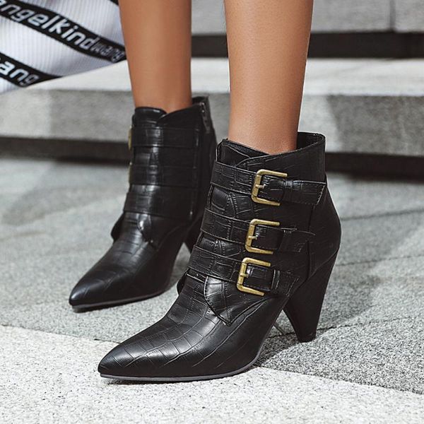 sarairis new wholesale spike heel plus size 47 woman shoes women fashion buckles pointed toe ankle boots female, Black
sarairis new wholesale spike heel plus size 47 woman shoes women fashion buckles pointed toe ankle boots female, Black
