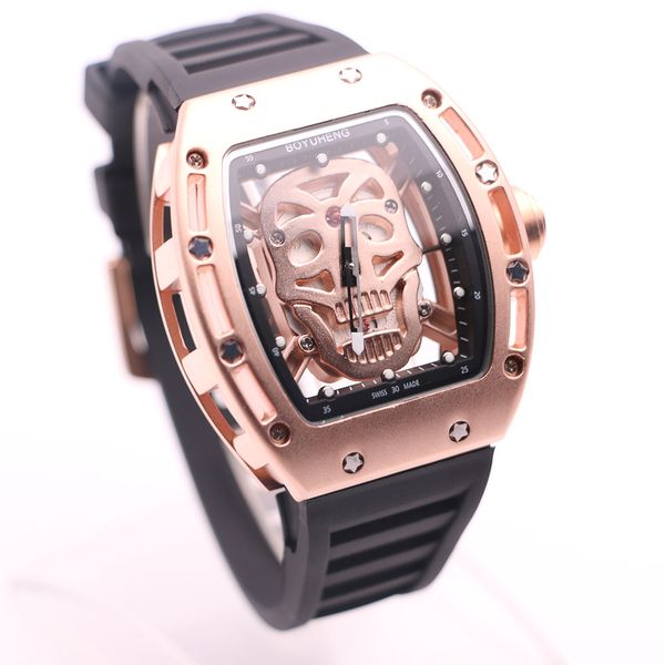promotional style boyuheng brand 43mm diameter watches skull head full gold dial hollow out mens watch wristwatches, Slivery;brown
promotional style boyuheng brand 43mm diameter watches skull head full gold dial hollow out mens watch wristwatches, Slivery;brown