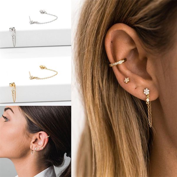 2pcs 100% 925 sterling silver stud earrings for women lovers' couples party luxury bling zircon earring chain fine jewelry, Golden;silver
2pcs 100% 925 sterling silver stud earrings for women lovers' couples party luxury bling zircon earring chain fine jewelry, Golden;silver