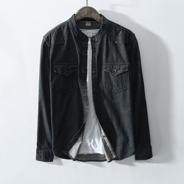 solid vintage 100% cotton jeans shirt men long-sleeved mandarin collar cotton fashion denim men shirts habille homme ts-663, White;black
solid vintage 100% cotton jeans shirt men long-sleeved mandarin collar cotton fashion denim men shirts habille homme ts-663, White;black