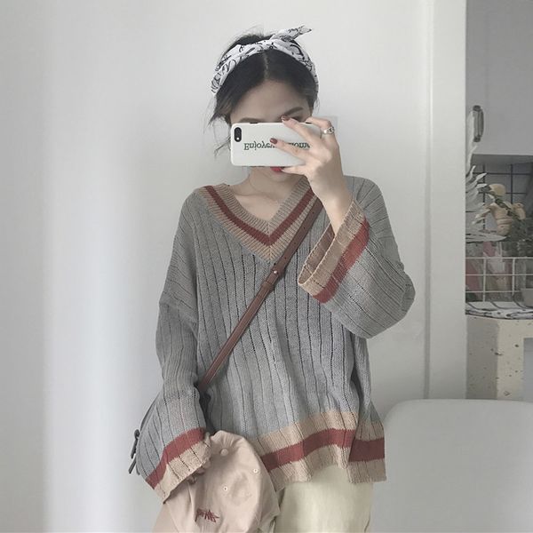korean style casual knitted patchwork spring and autumn v-neck loose pullovers women's clothing sweaters thin, White;black
korean style casual knitted patchwork spring and autumn v-neck loose pullovers women's clothing sweaters thin, White;black