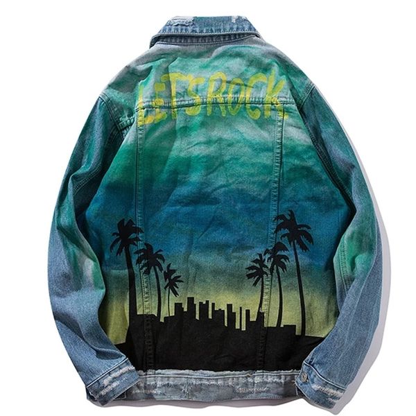 2019 winter hip hop vintage men denim jacket coats ripped distressed jeans jackets coconut tree print streetwear male coat, Black;brown
2019 winter hip hop vintage men denim jacket coats ripped distressed jeans jackets coconut tree print streetwear male coat, Black;brown