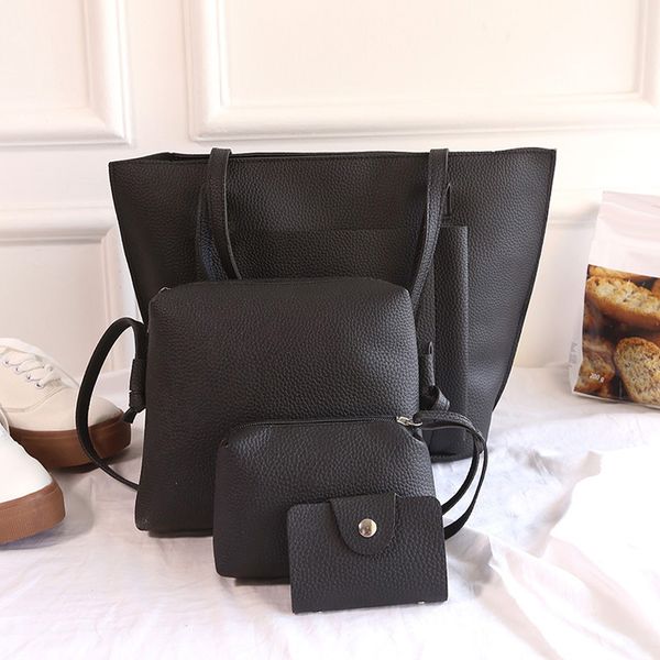 4 pcs set women shoulder crossbody bag handbag wallet pu leather fashion for travel s55