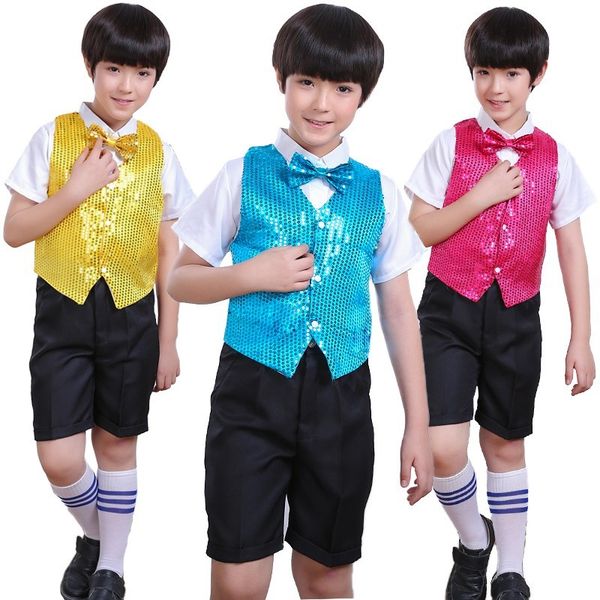 children shining clothes boys choir students performance costumes kids hip-hop jazz dance sequined vest stage dance, Black;red
children shining clothes boys choir students performance costumes kids hip-hop jazz dance sequined vest stage dance, Black;red