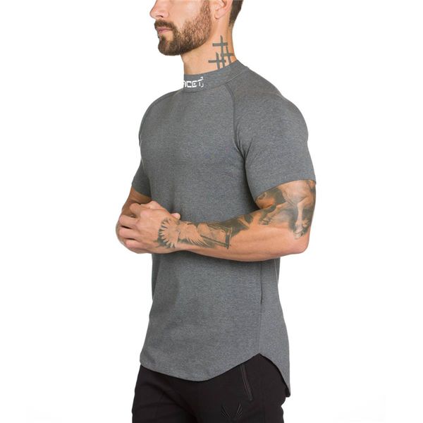 men short sleeve t-shirt fashion breathable close gyms singlet cotton bodybuilding men fitness high collar tshirt, White;black
men short sleeve t-shirt fashion breathable close gyms singlet cotton bodybuilding men fitness high collar tshirt, White;black
