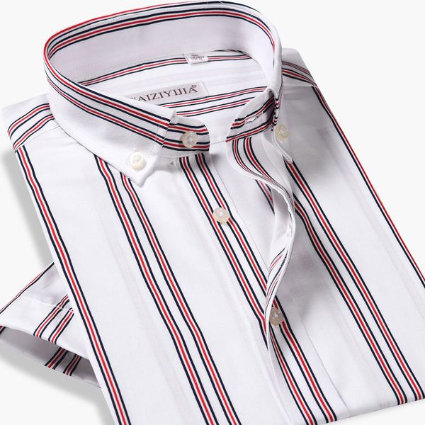 luxury fashion striped men's summer short sleeve dress shirt soft 100% cotton button-down high-end white smart casual shirt, White;black
luxury fashion striped men's summer short sleeve dress shirt soft 100% cotton button-down high-end white smart casual shirt, White;black