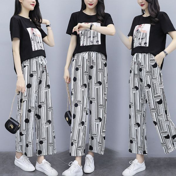 summer 2019 new fashion casual print women two piece outfits chiffon wide leg pants women suit sets t-shirts and trousers outfit, White
summer 2019 new fashion casual print women two piece outfits chiffon wide leg pants women suit sets t-shirts and trousers outfit, White