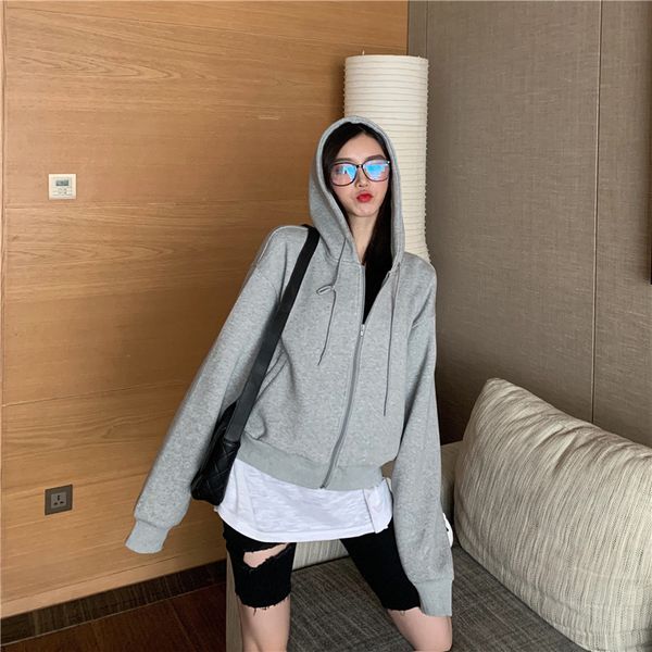 women's hoodies & sweatshirts womens clothing simple zipper long sleeve coats solid hooded crop pockets fashion vetement femme ladies, Black
women's hoodies & sweatshirts womens clothing simple zipper long sleeve coats solid hooded crop pockets fashion vetement femme ladies, Black