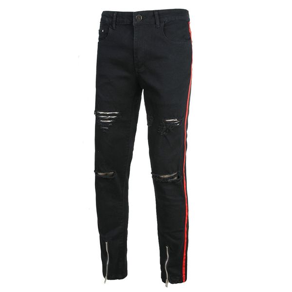 fashion mens cool designer brand black zipper jeans skinny ripped destroyed stretch slim fit hop hop pants with holes for men, Blue
fashion mens cool designer brand black zipper jeans skinny ripped destroyed stretch slim fit hop hop pants with holes for men, Blue
