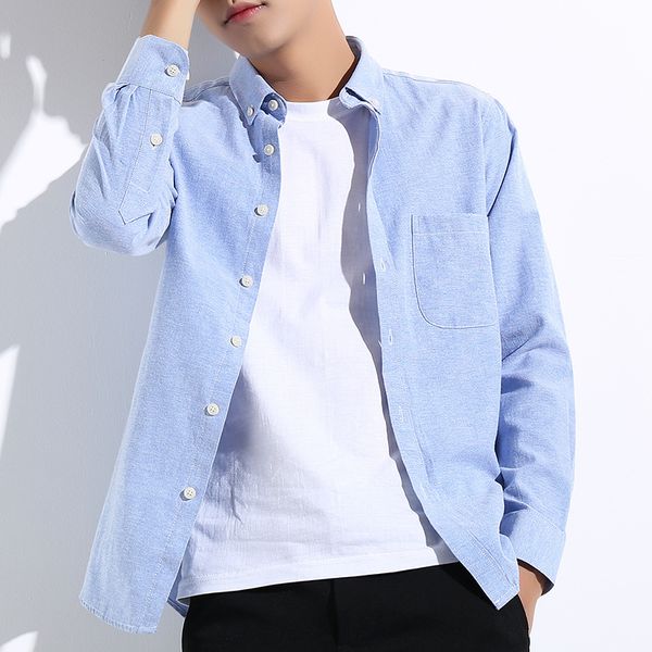 мужская дизайнерская осенняя куртка тренд хлопок оксфорд рубашка с длинным рукавом сплошной цвет молодежная повседневная рубашка, White;black 
мужская дизайнерская осенняя куртка тренд хлопок оксфорд рубашка с длинным рукавом сплошной цвет молодежная повседневная рубашка, White;black