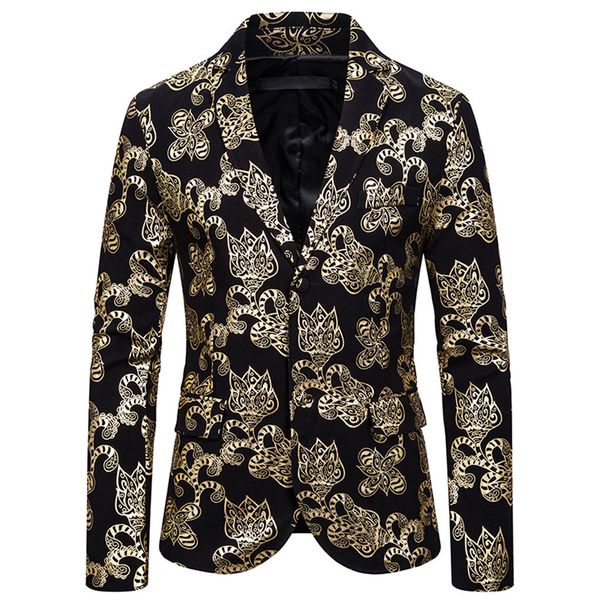 mens gold blazer jacket men's autumn winter casual gold print british gentleman wedding grooms slim fit fashion coat outfit, White;black
mens gold blazer jacket men's autumn winter casual gold print british gentleman wedding grooms slim fit fashion coat outfit, White;black