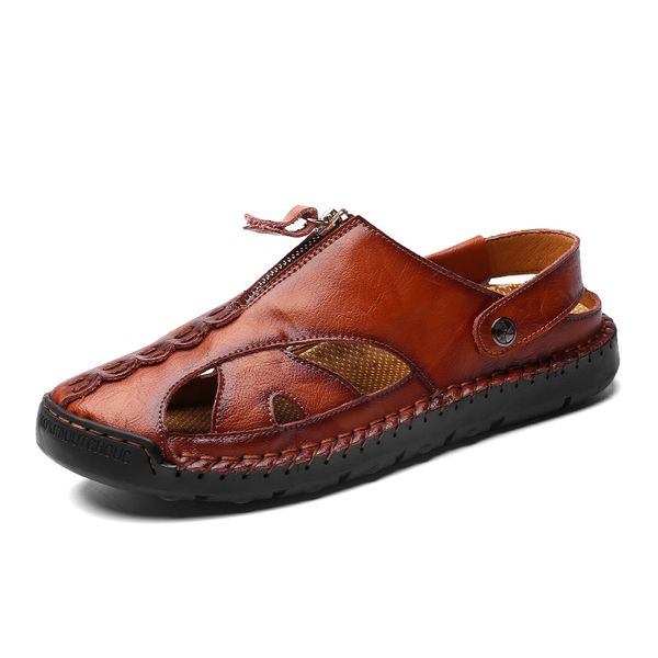 genuine leather men's sandals soft bottom summer shoes comfortable mens sandals beach slippers size 38-48, Black
genuine leather men's sandals soft bottom summer shoes comfortable mens sandals beach slippers size 38-48, Black