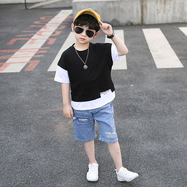 children colorblock clothes set summer korean big boys clothes stripe short sleeve t shirt + denim shorts suits kids 10 12 year, White
children colorblock clothes set summer korean big boys clothes stripe short sleeve t shirt + denim shorts suits kids 10 12 year, White