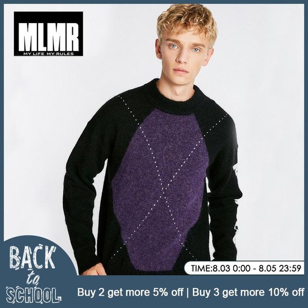 mlmr winter containing mohair wool plaids round collar sweater| 218424518, White;black
mlmr winter containing mohair wool plaids round collar sweater| 218424518, White;black