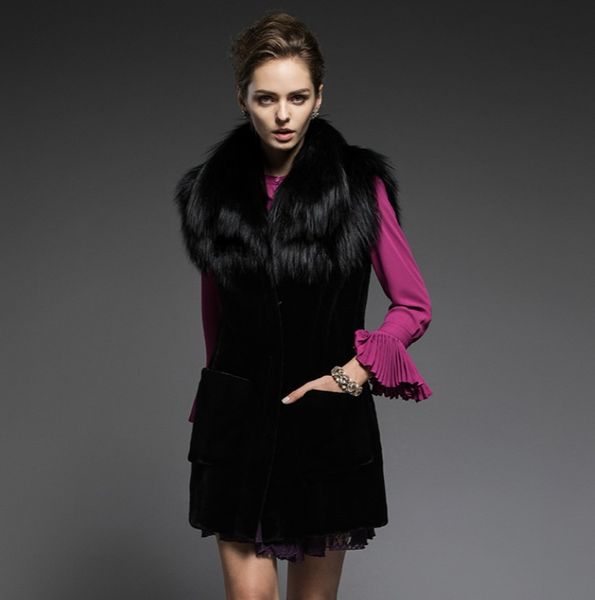 vetement winter women's faux for fur coat furry vest pathwork plush faux mink with fur trim collar long vest furry coat aw313, Black
vetement winter women's faux for fur coat furry vest pathwork plush faux mink with fur trim collar long vest furry coat aw313, Black
